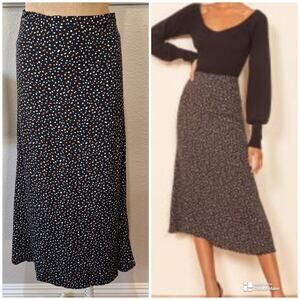 Reformation Bea Black Confetti Polka Dot Midi Skirt Size 6 EUC Boho Vacation
